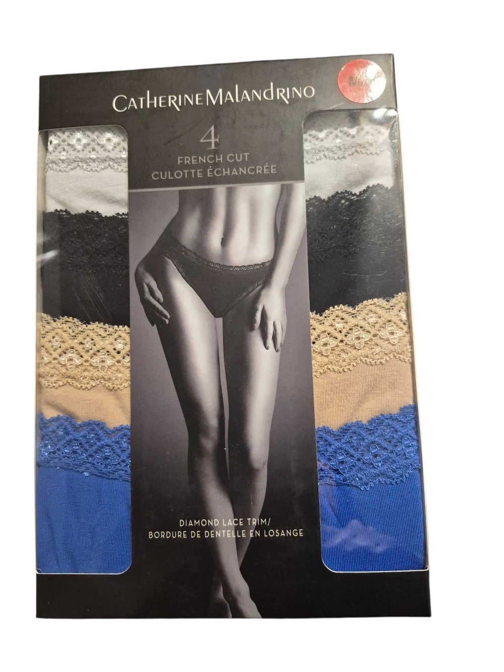 Catherine Malandrino Lace-Trim French Cut Panty Set — White, Cream, Tan, Black